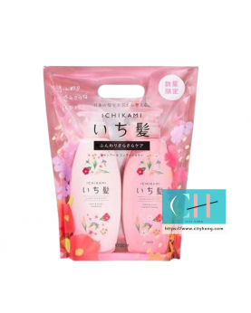 日本ICHIGAMI蓬鬆順滑洗髮護髮套裝480ML（粉紅）(4901417787095)